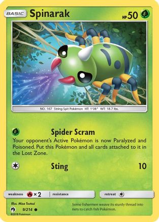 Spinarak (9) [SM - Lost Thunder] Reverse Holofoil