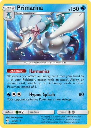 Primarina (67) [SM - Lost Thunder] Reverse Holofoil
