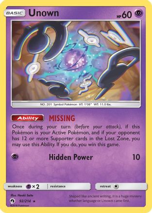 Unown (92) (92) [SM - Lost Thunder]
