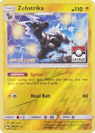 Zebstrika - 82/214 (League Challenge) [4th Place] (82) [League & Championship Cards] Reverse Holofoil