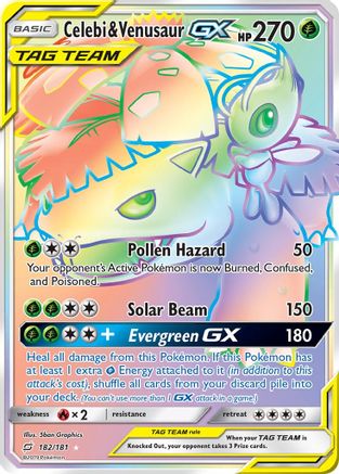 Celebi & Venusaur GX (Secret) (182) [SM - Team Up] Holofoil