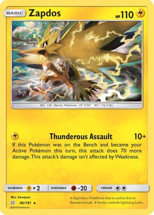 Zapdos (40) [SM - Team Up] Reverse Holofoil
