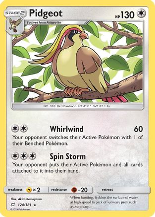 Pidgeot (124) [SM - Team Up] Reverse Holofoil