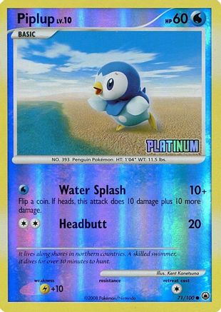 Piplup - 71/100 [Platinum] (71) [Burger King Promos] Reverse Holofoil