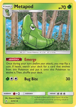 Metapod (3) [SM - Unbroken Bonds] Reverse Holofoil