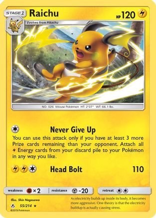 Raichu (55) [SM - Unbroken Bonds] Reverse Holofoil