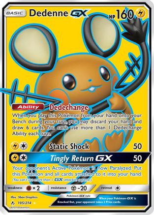 Dedenne GX (Full Art) (195) [SM - Unbroken Bonds] Holofoil