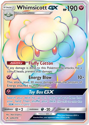 Whimsicott GX (Secret) (226) [SM - Unbroken Bonds] Holofoil