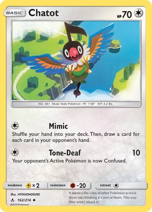 Chatot (162) [SM - Unbroken Bonds] Reverse Holofoil