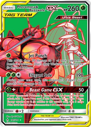 Pheromosa & Buzzwole GX (191) (Full Art) (191) [SM - Unbroken Bonds] Holofoil