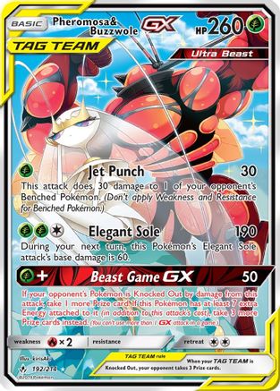 Pheromosa & Buzzwole GX (192) (Alternate Full Art) (192) [SM - Unbroken Bonds] Holofoil