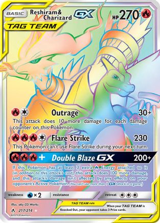Reshiram & Charizard GX (Secret) (217) [SM - Unbroken Bonds] Holofoil
