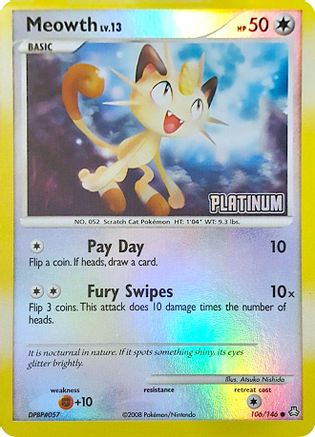 Meowth - 106/146 [Platinum] (106) [Burger King Promos] Reverse Holofoil