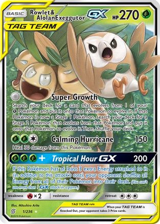 Rowlet & Alolan Exeggutor GX (1) [SM - Unified Minds] Holofoil
