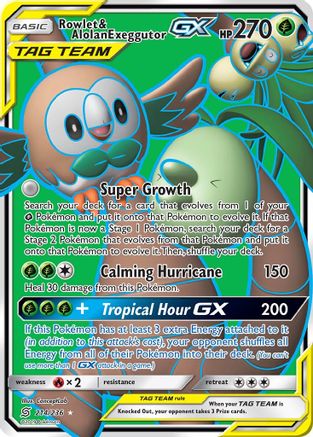 Rowlet & Alolan Exeggutor GX (Full Art) (214) [SM - Unified Minds] Holofoil