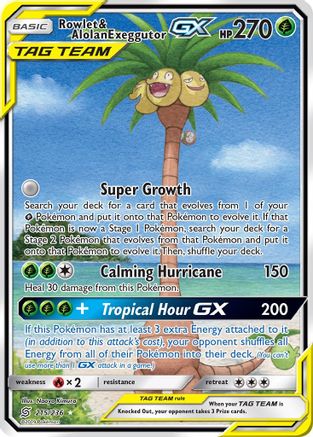 Rowlet & Alolan Exeggutor GX (Alternate Full Art) (215) [SM - Unified Minds] Holofoil