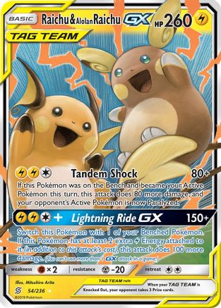 Raichu & Alolan Raichu GX (54) [SM - Unified Minds] Holofoil