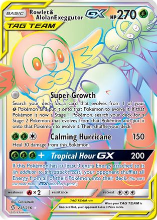 Rowlet & Alolan Exeggutor GX (Secret) (237) [SM - Unified Minds] Holofoil