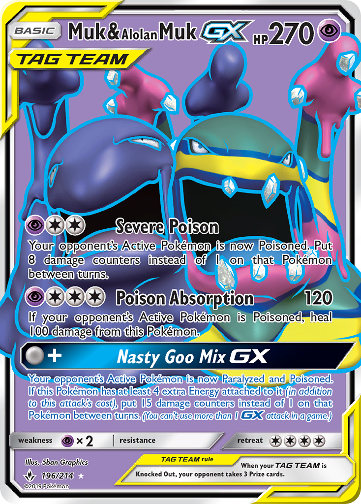Muk & Alolan Muk GX (196) (Full Art) (196) [SM - Unbroken Bonds] Holofoil