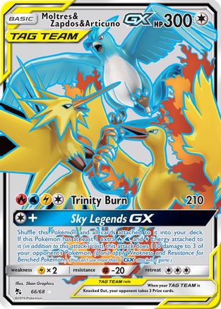 Moltres & Zapdos & Articuno GX (Full Art) (66) [Hidden Fates] Holofoil