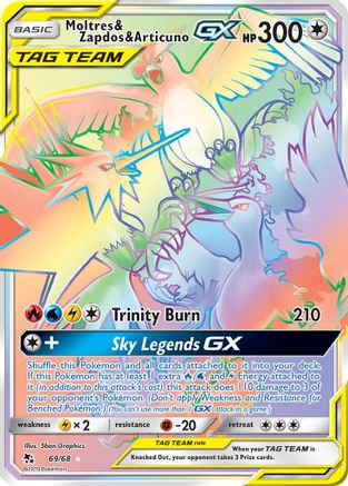 Moltres & Zapdos & Articuno GX (Secret) (69) [Hidden Fates] Holofoil