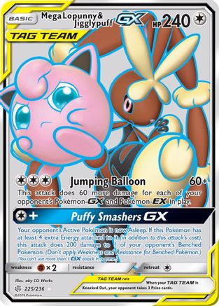 Mega Lopunny & Jigglypuff GX (Full Art) (225) [SM - Cosmic Eclipse] Holofoil