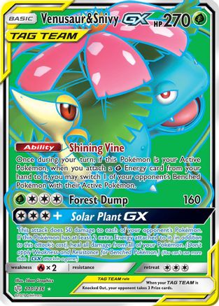 Venusaur & Snivy GX (Full Art) (210) [SM - Cosmic Eclipse] Holofoil