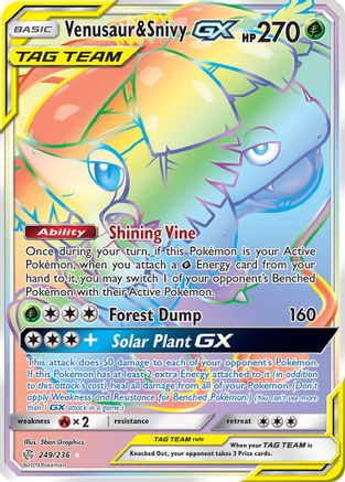 Venusaur & Snivy GX (Secret) (249) [SM - Cosmic Eclipse] Holofoil