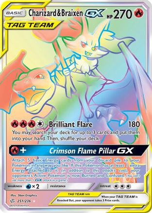 Charizard & Braixen GX (Secret) (251) [SM - Cosmic Eclipse] Holofoil