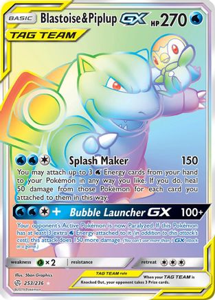 Blastoise & Piplup GX (Secret) (253) [SM - Cosmic Eclipse] Holofoil