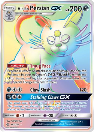 Alolan Persian GX (Secret) (257) [SM - Cosmic Eclipse] Holofoil