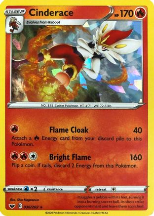 Cinderace - 036/202 (Cracked Ice Holo) (36) [Deck Exclusives] Holofoil