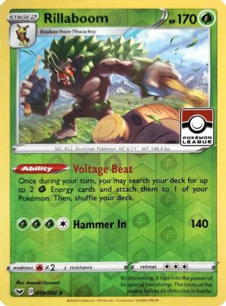 Rillaboom - 014/202 (Pokemon League) (14) [League & Championship Cards] Reverse Holofoil