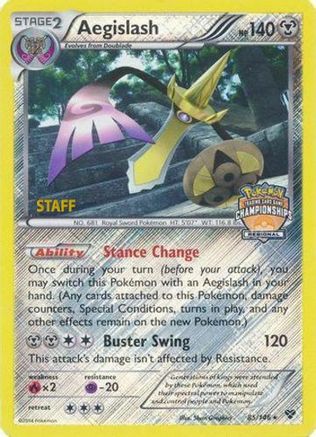 Aegislash - 85/146 (Regional Championships) [Staff] (85) [League & Championship Cards] Reverse Holofoil
