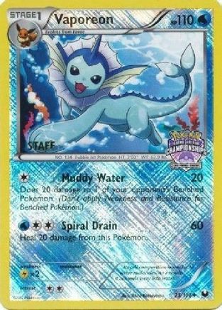 Vaporeon - 25/108 (State Championships) [Staff] (25) [League & Championship Cards] Reverse Holofoil