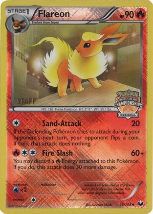 Flareon - 12/108 (Regional Championships) [Staff] (12) [League & Championship Cards] Reverse Holofoil