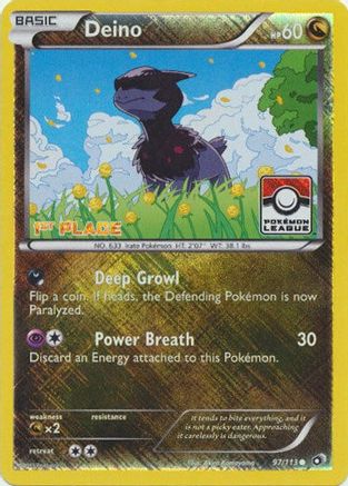 Deino - 97/113 (Pokemon League) [1st Place] (97) [League & Championship Cards] Reverse Holofoil