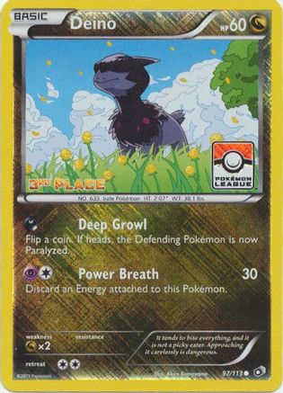 Deino - 97/113 (Pokemon League) [3rd Place] (97) [League & Championship Cards] Reverse Holofoil