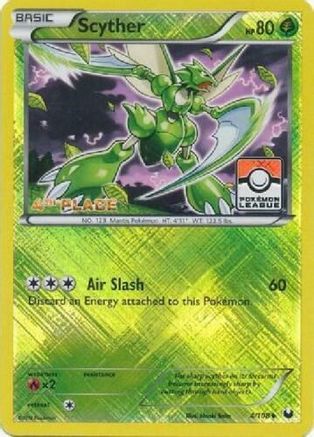 Scyther - 4/108 (Pokemon League) [4th Place] (4) [League & Championship Cards] Reverse Holofoil