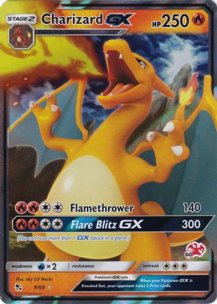 Charizard GX - 9/68 (#60 Charizard Stamped) (9) [Battle Academy] Holofoil