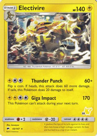 Electivire - 43/147 (#53 Pikachu Stamped) (43) [Battle Academy]