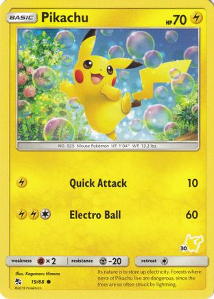 Pikachu - 19/68 (#30 Pikachu Stamped) (19) [Battle Academy]