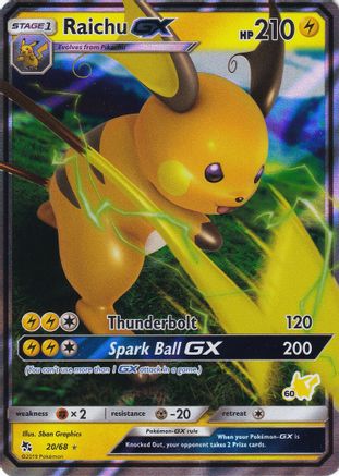 Raichu GX - 20/68 (#60 Pikachu Stamped) (20) [Battle Academy] Holofoil