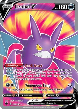 Crobat V (Full Art) (182) [SWSH03: Darkness Ablaze] Holofoil