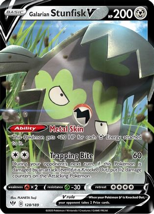 Galarian Stunfisk V (128) [SWSH03: Darkness Ablaze] Holofoil