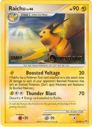 Raichu - 27/99 (Prerelease) [Staff] (27) [Nintendo Promos]