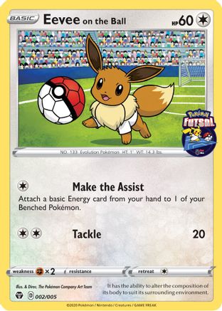 Eevee on the Ball - 002/005 (Pokemon Futsal) (2) [Miscellaneous Cards & Products]