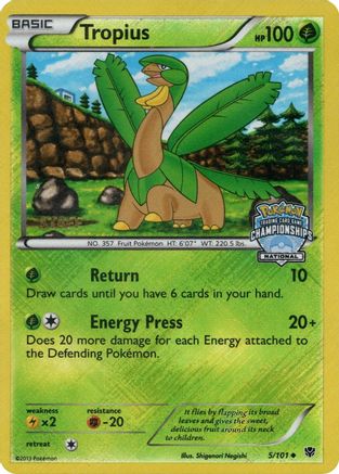 Tropius - 5/101 (National Championships) [Staff] (5) [League & Championship Cards] Reverse Holofoil