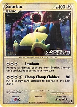 Snorlax - 33/95 (Prerelease) [Staff] (33) [Nintendo Promos] Holofoil