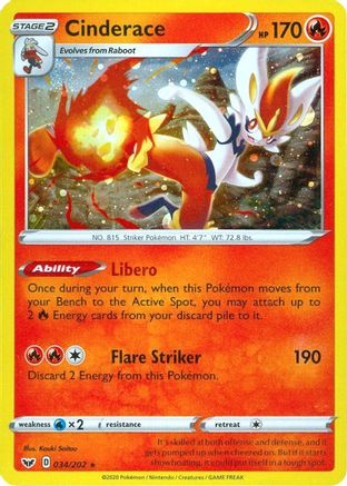 Cinderace - 034/202 (Cosmos Holo) (34) [Miscellaneous Cards & Products] Holofoil